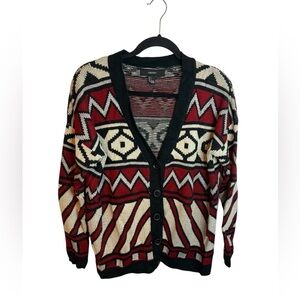 Forever 21 Y2K Aztec Grandpa Oversized Cardigan Sweater